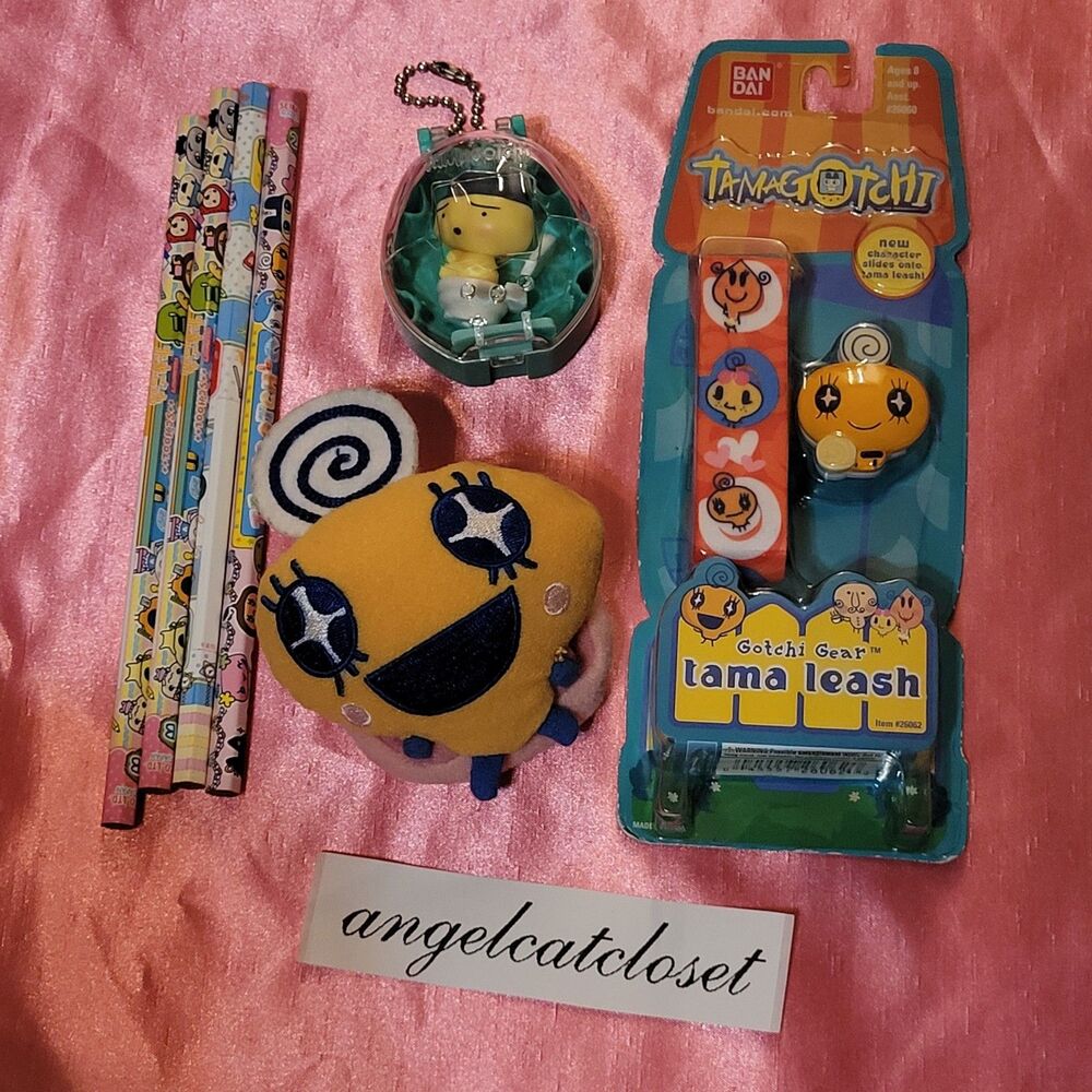 Tamagotchi Lot Lanyard TamaLeash Gear Memetchi Orange Pouch Carrier Bandai 2006